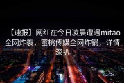【速报】网红在今日凌晨遭遇mitao 全网炸裂，蜜桃传媒全网炸锅，详情深扒