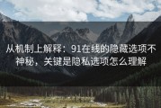 从机制上解释：91在线的隐藏选项不神秘，关键是隐私选项怎么理解