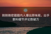 刚刚微密圈圈内人爆出原味阁，出乎意料细节评论数破万