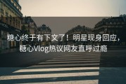 糖心终于有下文了！明星现身回应，糖心Vlog热议网友直呼过瘾