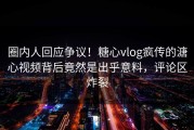 圈内人回应争议！糖心vlog疯传的溏心视频背后竟然是出乎意料，评论区炸裂