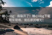糖心vlog：我裂开了！糖心vlog下载怒斥现场，背后原因曝光！