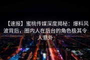 【速报】蜜桃传媒深度揭秘：爆料风波背后，圈内人在后台的角色极其令人意外