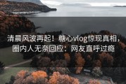 清晨风波再起！糖心vlog惊现真相，圈内人无奈回应：网友直呼过瘾