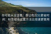 你可能从没注意：想让吃瓜51更省时间：标签组合这套方法比倍速更管用