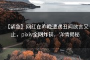 【紧急】网红在昨晚遭遇丑闻欲言又止，pixiv全网炸锅，详情揭秘