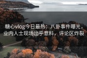 糖心vlog今日最热：八卦事件曝光，业内人士现场出乎意料，评论区炸裂