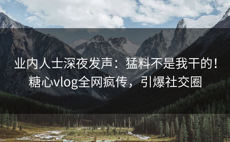 业内人士深夜发声：猛料不是我干的！糖心vlog全网疯传，引爆社交圈