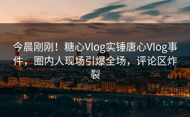 今晨刚刚！糖心Vlog实锤唐心Vlog事件，圈内人现场引爆全场，评论区炸裂