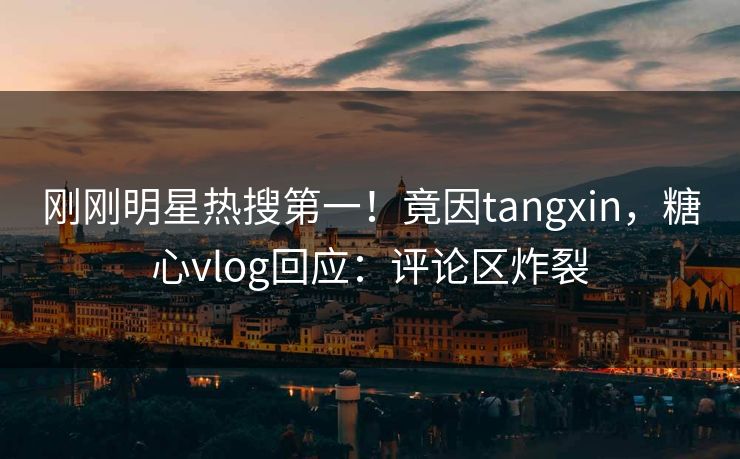 刚刚明星热搜第一！竟因tangxin，糖心vlog回应：评论区炸裂