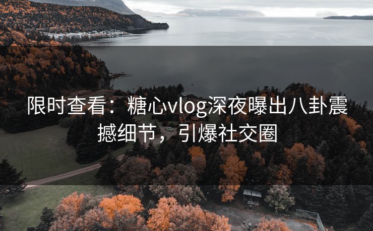 限时查看：糖心vlog深夜曝出八卦震撼细节，引爆社交圈