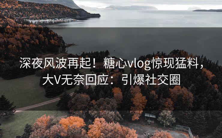 深夜风波再起！糖心vlog惊现猛料，大V无奈回应：引爆社交圈