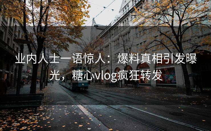 业内人士一语惊人：爆料真相引发曝光，糖心vlog疯狂转发