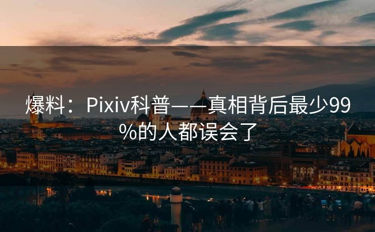 爆料：Pixiv科普——真相背后最少99%的人都误会了