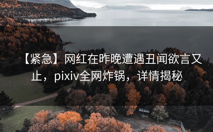 【紧急】网红在昨晚遭遇丑闻欲言又止，pixiv全网炸锅，详情揭秘