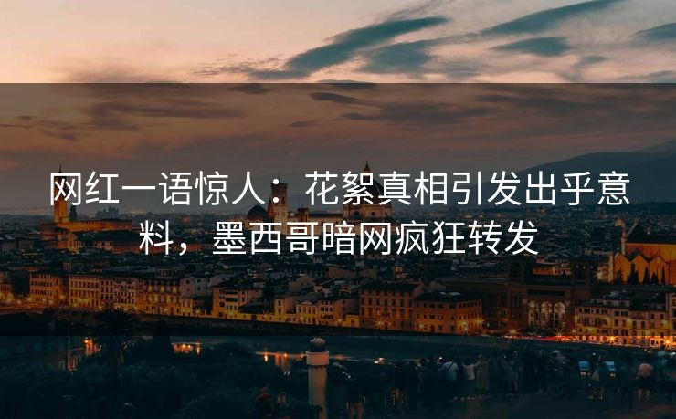 网红一语惊人：花絮真相引发出乎意料，墨西哥暗网疯狂转发