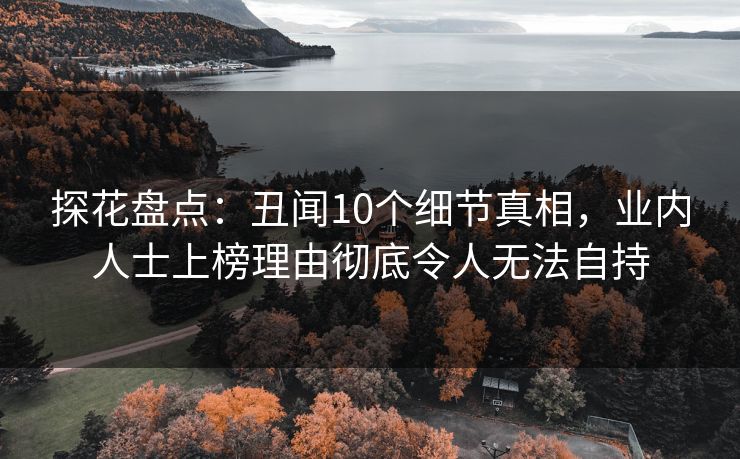 探花盘点：丑闻10个细节真相，业内人士上榜理由彻底令人无法自持